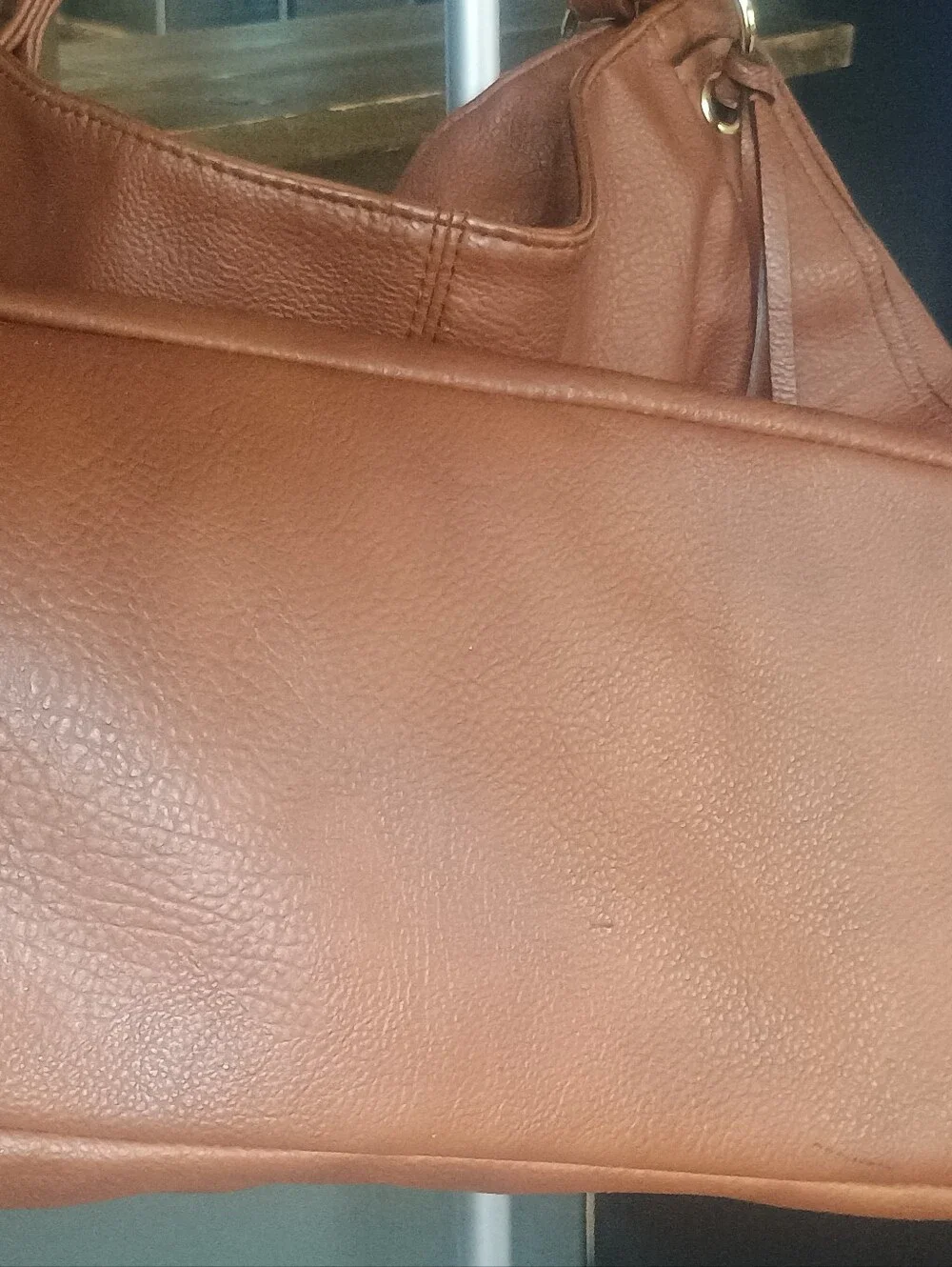 Classic Tan Faux Leather Hobo Bag with Tassel